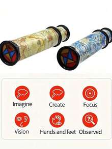 可旋转和可伸缩万花筒，神奇变形多棱镜万花筒玩具礼物 - 彩色 - 查看 8