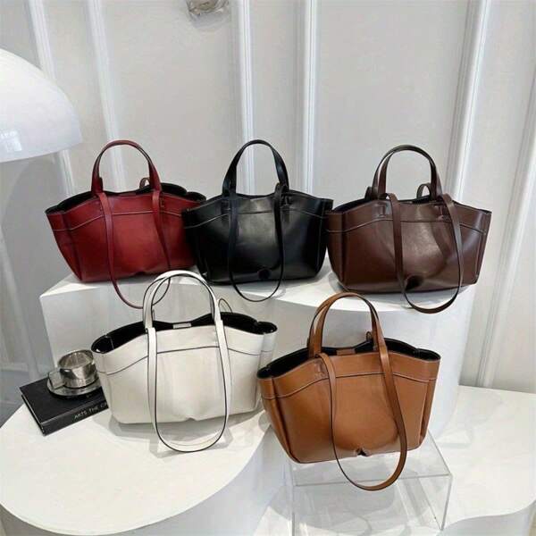 1pc Women's Shoulder Bag, Tote Bag, Fashion Large Capacity Multi-Color Commuter & Shopping Bag (Includes 1pc Small Bag), Summer New Arrival