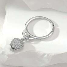 1 pezzo Anello elegante con campanellino in rame e zirconia, regolabile in dimensione, grazioso