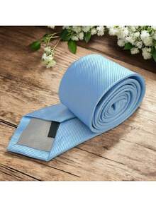 DOZE GOLDEN Men's Ties Slim Tie STRIPED TWILL FABRIC Casual, Perfect For Friends As A Gift Wedding Daily Use - 淺藍色 - 查看 2