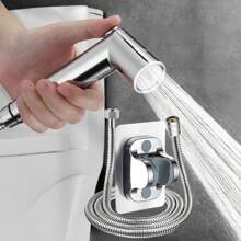 3-teiliges Sprühpistolen-Set mit 1,5 m Silberschlauch und silberner schraubloser Halterung, wandmontierter Handbrause, einfache Bedienung, zuverlässiges Material, Mehrzweckverwendung, schnelle Installation, Sprühkopf - Haustierwaschanlage mit Griff