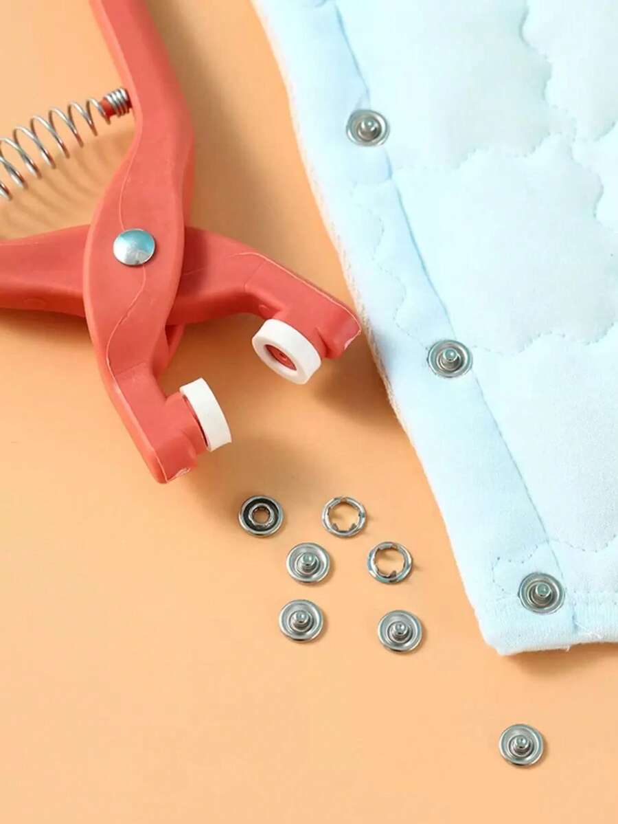 50件/套不锈钢按扣套装，配塑料钳或透明收纳盒，现代手动冲孔钳家用工具，工业级耐用按扣，适用于缝纫、工艺品、服装、帽子、包袋 - 塑料材质 - DIY爱好者和工匠的理想礼物 - 非常适合缝纫项目