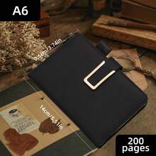 A6/200 Seiten Notizbuch mit PU Vintage Einband, U-förmiger Schnalle, Stifthalter, Softcover, Lesezeichen, geeignet für Büro, Zuhause, Schule mit personalisiertem Softcover und Lesezeichen - perfekt für Geschäftstreffen und Collegeleben