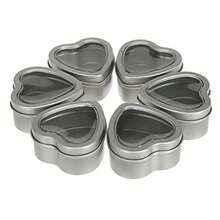 YDSDicunoy 20 Pack 2oz Metal Tins Heart Shaped Empty Tin Box With Lids Candle Jars Gift Storage Container Cans With Clear Window For Candle Making Candies Treasures - as pic - View 3