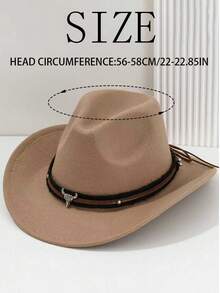 1Pc Western Style Small Cow Head With Soft Hat Bohemian Cowboy Hat, A Fashionable Accessory For Back To School, Suitable For Various Occasions Such As Daily Leisure Travel And Western Cowboy Parties. - Multicolor - View 8