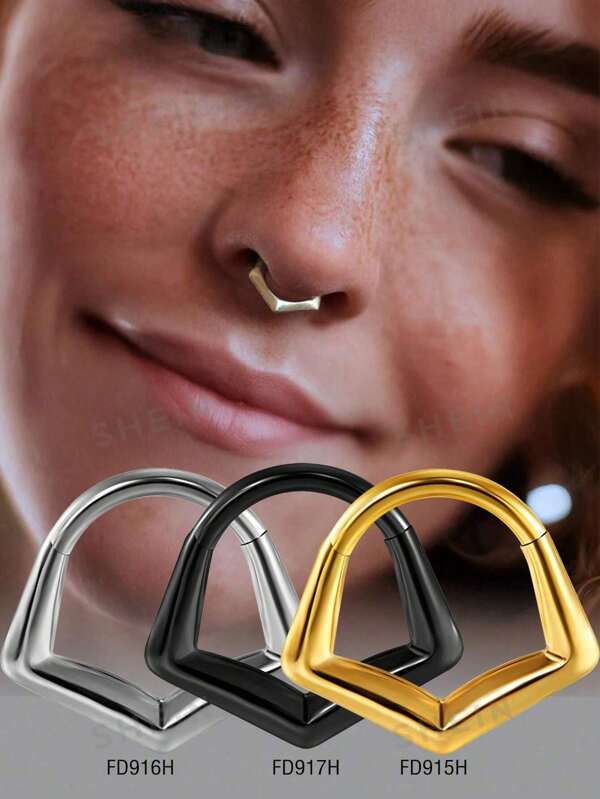 1PC Punk Irregular Geometry Nose Septum Stainless Steel 16G Simple Nose Lip Cartilage Daith Hoop Earring For Women Gift