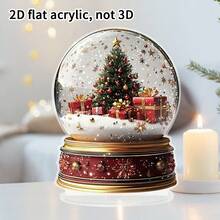 1pc 2D Flat Acrylic Christmas Tree And Snowball Pattern For Christmas Gift Decoration, With 2D Flat Printing - Holiday Desktop Decoration - No Electricity Required - Perfect For Christmas, Thanksgiving, New Year, Birthdays, St. Patrick's Day