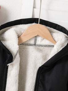 Tween-Mädchen Dicke, warme Kapuzenjacke mit Leopardenmuster und Patchwork-Thermofutter