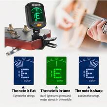 Milky Way Clamping Guitar Tuner, Suitable For Tuning Accessories For Ukulele/Bass/Folk Guitar, Plastic Multi-Functional Musical Instrument Tuner, Violin//Guzheng/Pipa/Dizi/12-Tone Equal Temperament Multi-Functional Tuner - Black - View 3