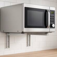 Soporte de Pared Plegable para Microondas – Par de Escuadras Metálicas Ajustables, Reforzadas y Resistentes, Ahorra Espacio, Color Blanco - Blanco - Ver 2