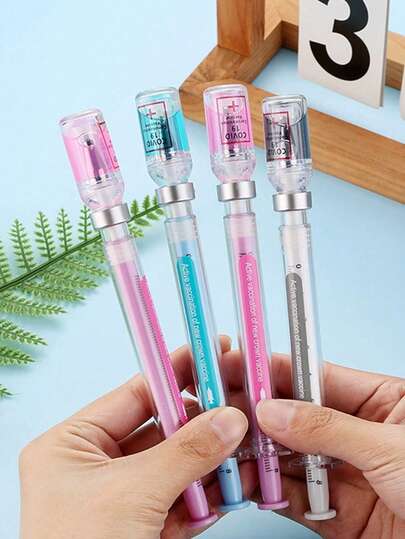 Set de 2/3/5 bolígrafos de gel con jeringa de colores aleatorios, bolígrafo de bola novedoso para aliviar el estrés, adecuado para enfermeras, médicos y estudiantes