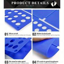 Adjustable Plastic Clothing Folding Board For Precise Shirt Folding - Multi-Hole Ergonomic Layout To Create Uniform Garments, Ultimate Home Organization Tool For Wardrobe Storage, Versatile Laundry Room Accessory With Bright Blue Folder Design, Lightweight Durable Folding Aid For Tidy Closet, Quick Laundry Prep, Space-Saving Solution For Clothes Care And Efficient Capsule Closet Management, Practical Folding Companion For Everyday Domestic Use - Multicolor - View 7