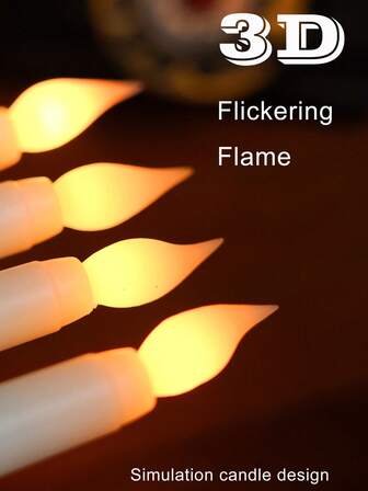 12 件无焰 LED 蜡烛锥形蜡烛灯，3D 灯芯闪烁，烛台火焰逼真，电池供电尖头茶灯蜡烛适用于生日、婚礼、万圣节派对、圣诞节、桌窗家庭派对装饰、感恩节壁炉装饰烛台灯、派对和工艺创意、无焰窗户蜡烛、经典高锥形蜡烛（适用于家庭派对）、白色家居婚礼装饰