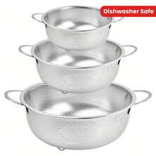 Stainless Steel Multipurpose Colander - Thick Mesh Basket With Dual Handles For Draining And Rinsing Fruits And Vegetables,Kitchen Items For Ultimate Kitchen Efficiency With Cozy Fall& Winter Styles - Silver - View 2