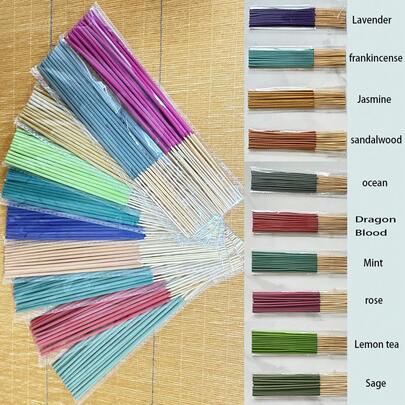 21pcs Incense Sticks Set, Lavender, Clary Sage, Sandalwood, Jasmine, Rose, Dragon's Blood, Lemongrass, Ocean Coconut, Peppermint, Cherry Blossom, Natural Bamboo Stick, Handmade Aromatherapy, Relaxation, Meditation, Yoga Gift, Long-Lasting Fragrance, Suitable For Air Purification, Sleep And Relaxation, Especially In Summer