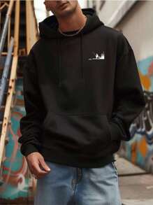 Camiseta con gráfico de pesca para hombres, Sudadera con capucha, Sudadera casual y cómoda con estampado doble cara para hombres, Abrigo casual y versátil para otoño e invierno (1 pieza)
