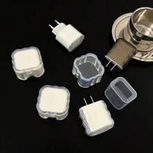 1个充电器保护套 [英国20W充电器保护套] [欧盟20W充电器保护套] [美国18/20W充电器保护套] 方形/波浪形透明，透明黑色TPU充电器保护套，防尘 - 彩色 - 查看 9