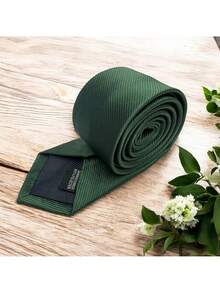 DOZE GOLDEN Men's Ties Slim Tie STRIPED TWILL FABRIC Casual, Perfect For Friends As A Gift Wedding Daily Use - 墨綠色 - 查看 2