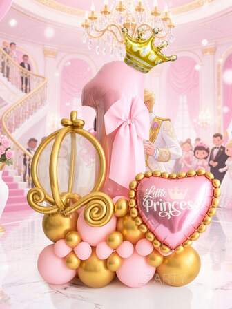 38 piezas/Set Decoración de fiesta de princesa soñadora | Globos de número de lámina de oro rosa de 32" (0-9) | Globos de burbuja transparente de 18" | Globos en forma de corona dorada mini | Globos de látex de 10" en color rosa macaron/azul grisáceo/blanco perla falso | Serpentinas metálicas | Estilo boda, fiesta de adultos, té de la tarde en el castillo, cena aristocrática, decoración de salón con tema de princesa