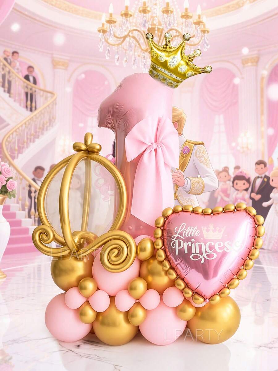 38 件/套梦幻公主派对装饰气球套装 | 32 英寸玫瑰金铝箔数字气球 (0-9) | 18 英寸水晶透明泡泡气球 | 迷你金色皇冠形气球 | 10 英寸马卡龙粉色/雾蓝色/仿珍珠白色乳胶气球 | 金属飘带 | 风格婚礼、成人派对、城堡下午茶、贵族晚宴、公主主题沙龙装饰 - 粉紅色數字 - 查看 1