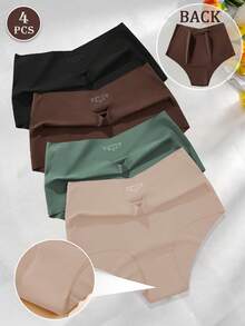 4条装女士无缝隐形内裤高腰内裤女士冰丝内裤 - 彩色 - 查看 1