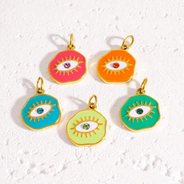 1PC Evil Eyes Stainless Steel Gold-Plated Oil Drop Charms Pendant For Women Waterproof Jewelry Gift