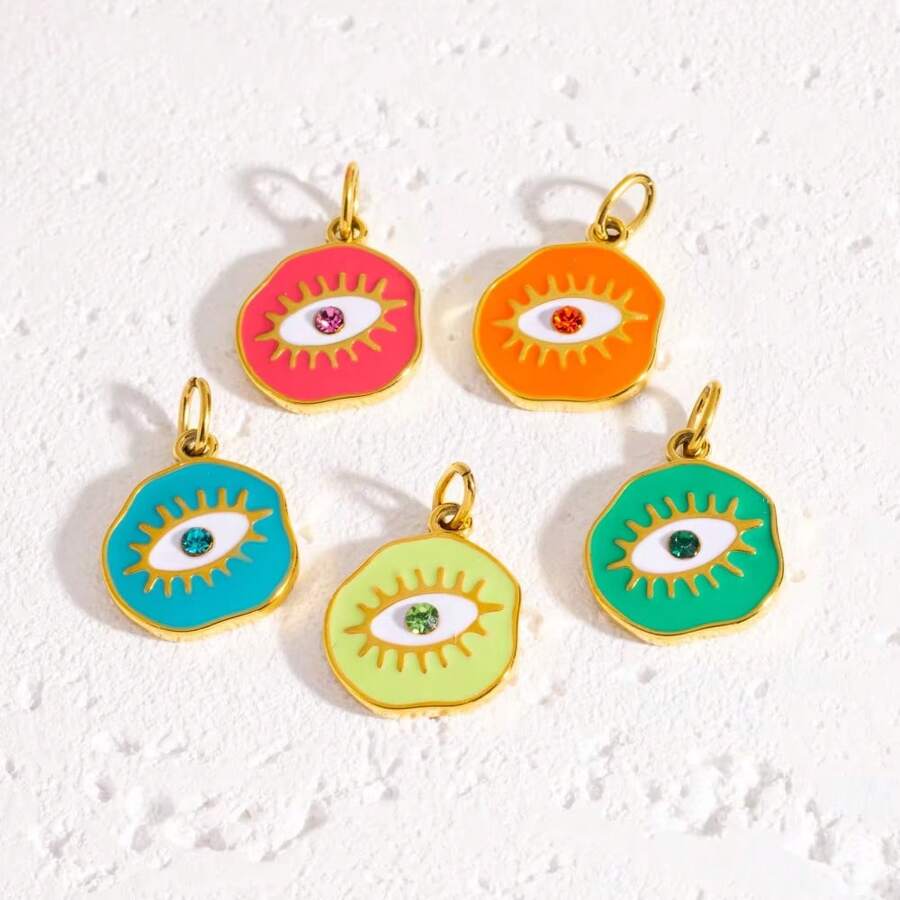 1 Stück Böser Blick Edelstahl vergoldeter Öltropfen Charm Anhänger für Frauen, wasserdichter Schmuck Geschenk