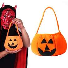 1 件/3 件可爱万圣节便携式南瓜包不给糖就捣蛋儿童糖果袋万圣节快乐礼物南瓜背包单肩包 - 橘色 - 查看 5