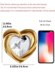 1pc European Retro Heart-Shaped Gold Retro Pattern Decorative Photo Frame, Resin Decorative Crafts, Is The Best Object For Creative People To Design Home Decoration, For Home Desktop Decoration, Gifts For Classmates, Friends And Family, And Birthday Gifts. Room Decoration, Home Decoration, Birthday Decoration, Kitchen, Wedding, Bedroom Decoration, Living Room Decoration, Gift, Party Decoration, Garden Decoration
