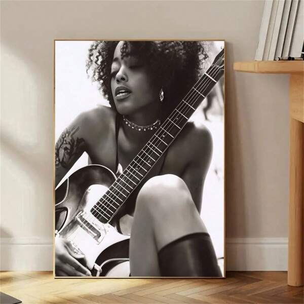 1pc Humor Canvas Wall Art Framed Poster, Roman Decor, Erica Bardo Venus R&B Graphics, Venus Band Wall Art, Music Decor, Guitar, Album Cover, Rap Room Decor, Hip Hop Music, Punk Inspired, Mid-Century Vintage, Thickened, Wrapped Canvas (Framed Wrapped Canvas), Unframed