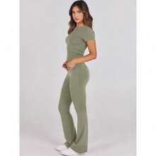 Lounge Sets For Women 2 Piece Foldover Yoga Flare Leggings Pants Crop Tops Casual Y2K Outfits Matching Tracksuit Set/Vacation Outfits Women