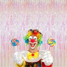 3.3ft/6.6ft Iridescent Pink Tinsel Foil Fringe Backdrop - Shimmering Metallic Party Streamer With Rainbow Hues For Birthdays, Graduations, Easter, Weddings & Photo Booth Decor, Party Decorations, Event Decor, Shimmering Effect, Reflective Material - Multicolor - View 5