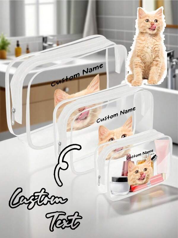 1pc Custom Cat Photo Makeup Bags, Cute Cat Themed Gifts, Small Pet Lover Travel Cosmetic Bag, Zipper Pouch For Teens Daughter Sister, Funny Pet Stuff Birthday Christmas Decorations Makeup Organizer Makeup Storage Bag Mini Pouch Travel Small Makeup Case Accessories Make Up Holder Brush Bag Make Up Container Cosmetic Bag Travel Essentials Ladies Accessories Travelling Stuff School Supplies Make Up Bag Holiday Essentials Makeup Pouch Holiday Winter