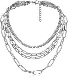 Chunky Necklaces For Women Punk Chain Silver Statement Collar Necklace - A型6 - 查看 8