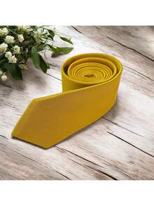 DOZE GOLDEN Men's Ties Slim Tie STRIPED TWILL FABRIC Casual, Perfect For Friends As A Gift Wedding Daily Use - 金色 - 查看 5