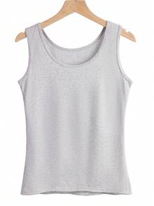 6pcs Women's Plus Size Solid Color Round Neck Casual Versatile Tank Top - Multicolor - View 4