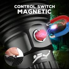 1pc XHP70.2 High Lumens Diving Flashlight - 3Modes Scuba Diving Light IPX8 Underwater Waterproof LED Torch With 18650 Battery & USB Charger For Outdoor Camping/Snorkeling/Night Diving/Deep Sea Caving - Black - View 7