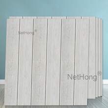 NetHong 3D Textured Wood Plank Wall Sticker - Realistic Gray Weathered Finish - White Oak - View 3