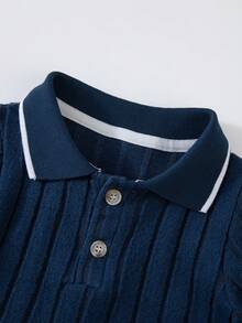 Set de 2 piezas para niños pequeños, conjunto de sudadera de manga larga con cuello polo y pantalones casuales, de moda para otoño/invierno