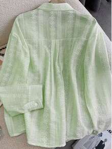 Women's Elegant Casual Front Button Jacquard Blouse