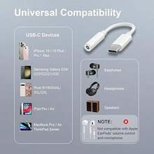 USB C To 3.5mm Headphone Jack Adapter Compatible With Iphone 16/16 Pro/15/15 Pro/Pro Max/Plus, Type C Aux Audio Dongle Cable Cord Compatible With IPad, Galaxy S23/S23/S22/S21Ultra, Note(1-3 Packs)