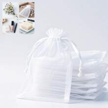 10/50/100pcs White Gift Packaging Bags, Wedding Candy Bags, Gift Bags, Organza Candy Bags, Wedding Candy Bags, Tableware, Wedding Essentials, Home Decor, Gift Packaging Supplies, Event And Party Supplies Gift Packaging Bags, Suitable For Various Holiday Parties, Gatherings, Birthdays, Weddings, Gifts, Outdoor Picnics, Valentine's Day, Wedding Anniversary Gift Packaging Supplies Candy Bags, Jewelry Packaging Organza Bags, Candy Bags Travel Storage Packaging Bags Holiday Gift Bags - Multicolor - View 1