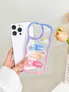 卡通花朵彩绘配饰，奶油纹理波浪边透明吊坠饰品，简约设计，兼容 手机壳/保护套，适用于 14、15 Pro Max、16 Pro Max、11、12、13、16、15、16 Plus、16 Pro Max、Galaxy - 彩色 - 查看 9