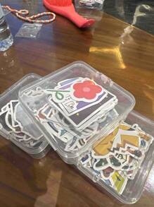 Mini Sticker Storage Box,Plastic Clear Beads Storage Containers Box For Collecting Small Items, Beads, Jewelry, Business Cards, Game Pieces, Crafts