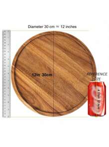 Piatto in legno, piatto da pranzo, piatto rotondo in legno di palissandro, piatto classico infrangibile, facile da pulire e leggero, adatto per formaggi, antipasti, antipasti e dessert, piatto da pranzo, vassoio decorativo, piano cucina o bagno, decorazione per la casa, tavolino da caffè - adatto per stoviglie natalizie, Ognissanti, Ringraziamento, snack, dessert, regalo di inaugurazione casa, regalo di Natale