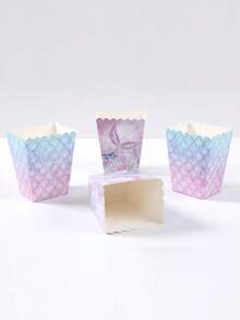 10 件美人鱼主题爆米花盒、食品盒、美人鱼生日派对装饰、美人鱼主题派对薯片盒、炸鸡盒、饼干盒、宝贝淋浴装饰甜点盒、甜甜圈展示盒、婚礼装饰糖果盒 - 美人魚 - 查看 8