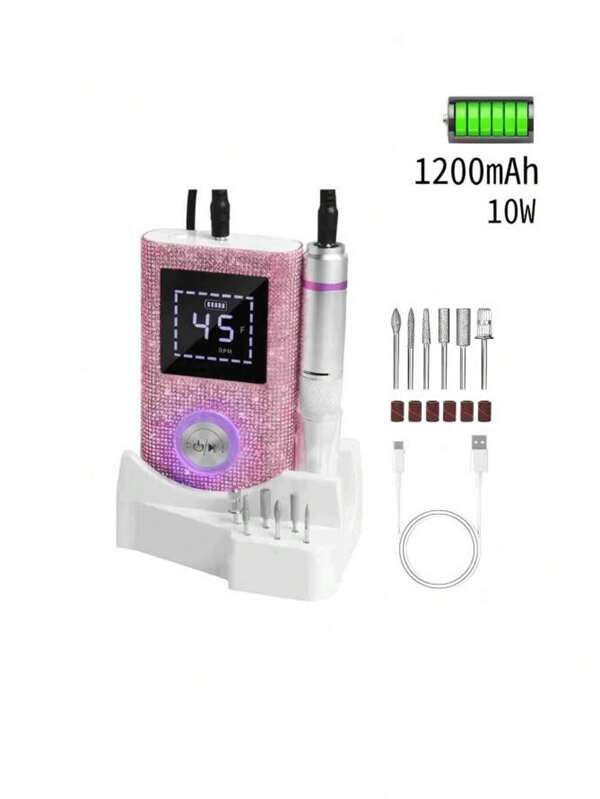 0-45000RPM Professional Rechargeable Nail Drill Machine For Nails Electric File HD Display Metal Manicure Pen Nail Lathe Sander