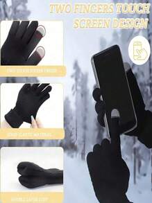 三件套冬季保暖套装：针织帽、保暖手套 - 户外探险的终极防寒装备，羊毛混纺针织帽，冬季圣诞节新年保暖礼物，男女通用（帽子围巾内衬颜色随机），情人节礼物