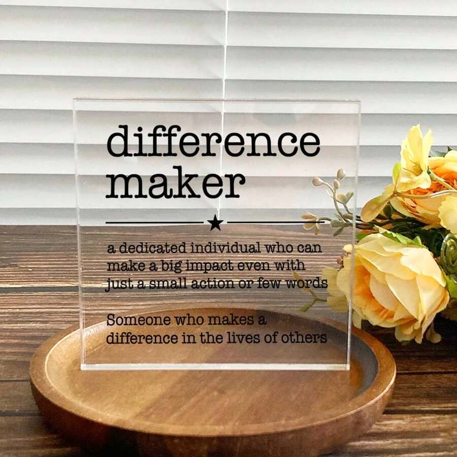 Centerpieces Difference Maker Office Decor - A Dedicated Individual Who Can Make A Big Impact Even With Just A Small Action Or Few Words. Ideal For Desk Decor, Boho Office Decor, And Room Decor Aesthetic. Also A Great Gift Option For Best Friend Gifts, Birthday Gifts For Women, And Anniversary Gifts. Perfect For Home Office, Living Room, And Bedroom Scenes. Suitable For Occasions Like Birthdays, Anniversaries, And General Gifting Moments. - Multicolor - View 1