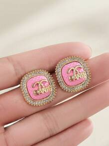 1pc Fashionable Rhinestone Letter Earrings, Luxury Elegant Personalized Earrings, New Style 2024 Popular - Small Fragrant Earrings - View 9